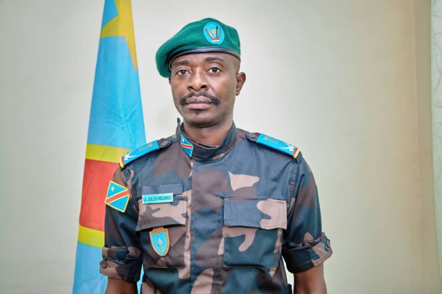 Le lieutenant Jules ngongo porte-parole du secteur opérationnel des FARDC en Ituri, Ph. Blanchard Yuma, Décembre 2024.