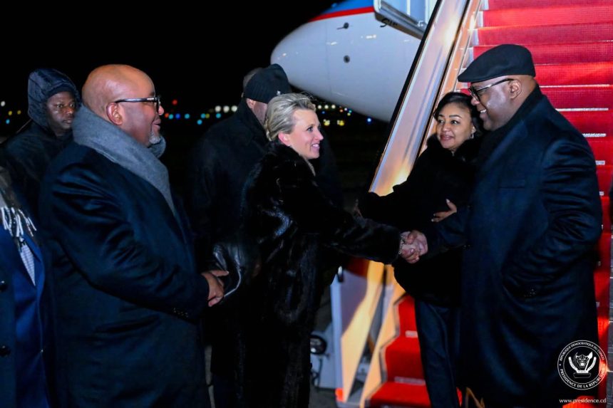 Président Félix Tshisekedi lors de son arrivée à Washington, Ph celcom présidence, décembre 2025.