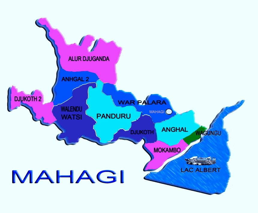 Carte représentant les différentes chefferies du territoire de Mahagi, en province de l’Ituri.
