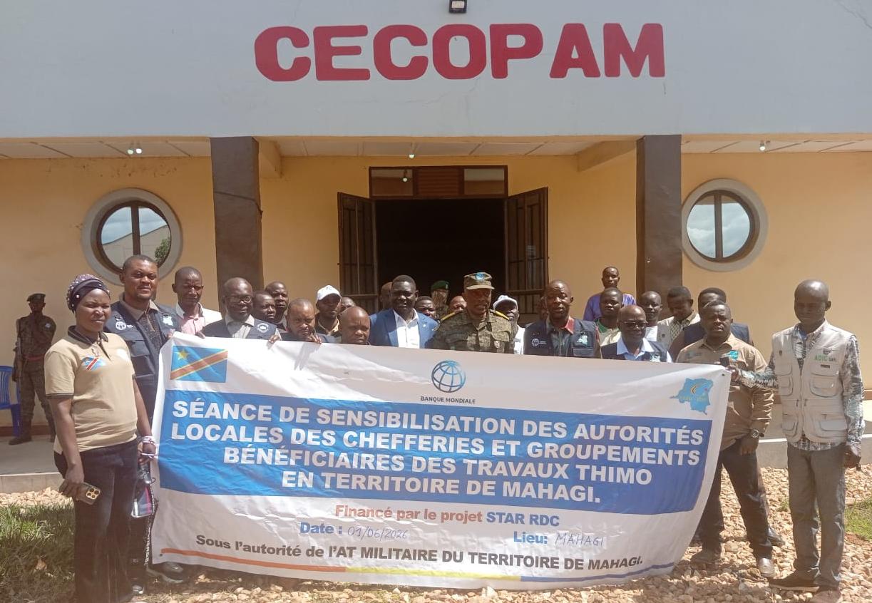 Les autorités locales du territoire de Mahagi au côté de l'administrateur militaire de Mahagi, le coordonnateur provincial de l'ituri de STARD RDC, Photo d'illustration : visibilitemediapro.cd, Juin 2026